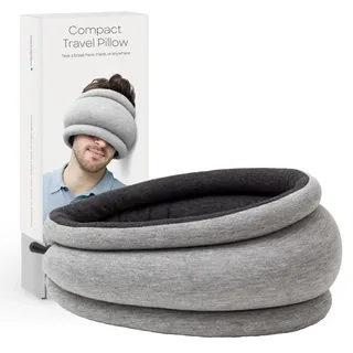 OSTRICHPILLOW Light - Reisekissen | Flugzeugkissen, Autoreisekissen, Büro, Power Nap | Reisezubehör für Männer & Frauen (Midnight Grey)