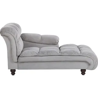 BELIANI Chaiselongue Linksseitig Hellgrau Samtstoff mit Holzfüßen Gedrechselt Arm- & Rückenlehne Gesteppt Modern Récamiere Liegesofa Wohnzimmer Möbel - Grau