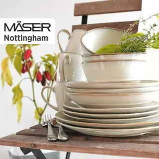 Vintage Servierset 4 Personen 20teilig Retro Beige Steingut