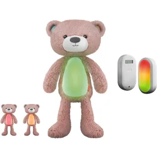 Zazu Brody Schlaftrainer - Kuscheltier mit Nachtlicht, Geräuschmaschine und Schreisensor - Lehrt den Schlafrhythmus - Einstellbare Helligkeit - Beruhigende Musik - Waschbar (Rosa)