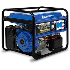 EBERTH 5500 Watt Notstromaggregat Stromerzeuger Stromaggregat mit 13 PS Benzinmotor, 4-Takt, luftgekühlt, 2x 230V, 1x 12V, E-Starter, Automatischer Voltregler AVR, Ölmangelsicherung, Voltmeter