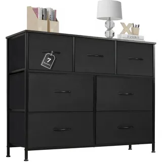 Sweetcrispy Kommode mit Stoff-Schubladen, Sideboard mit 7 Stoff-Schubladen, Schubladenschrank, Organisationsmöbel für Küche, Büro, Flur, TV-Schrank mit Schubladen