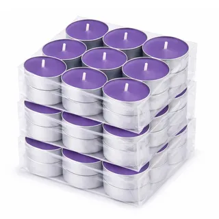HS Candle Duft-Teelichter 54er Pack – Duft Flieder, ca. 4 Stunden Brenndauer, Teelicht Kerzen aus Wachs, rund Ø 4 cm, hergestellt in der EU, für Indoor & Outdoor