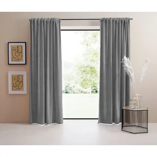 Gardine "LADINA" Gr. 1, grau, B:140cm H:145cm, Polyester, Polyester, LEGER HOME BY LENA GERCKE, Gardinen, Gardine, blickdicht, gewebt, verschiedene Größen, Bestseller