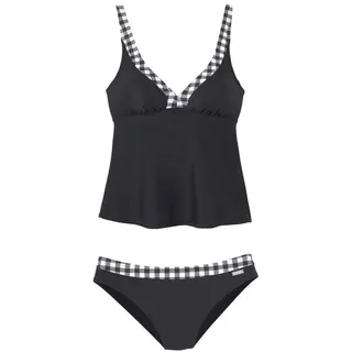 LASCANA Bügel-Tankini mit Karo-Kontrastdetails an Hose und Top LASCANA schwarz-weiß