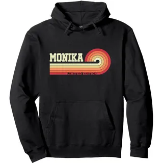 Monika Name I Vintage & Strand I Personalisiertes Monika Pullover Hoodie, Unisex für Erwachsene, Schwarz, L