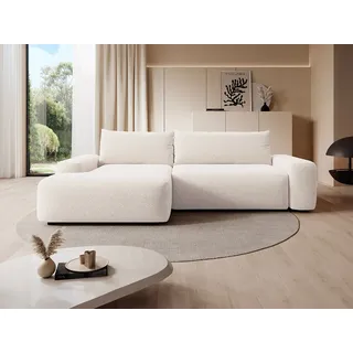 Ecksofa mit Schlaffunktion - Ecke links - Strukturstoff - Cremefarben - DAVISO