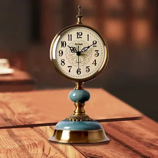 BAKENLON Vintage Tischuhr, Vintage Messing Standuhr, Antik Silent tischuhr für Wohnzimmer, Klassische Nostalgie Tischuhr im Europäischen Stil, Tischuhren für Zuhause, Wohnzimmer, Schlafzimmer