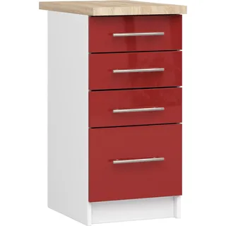 Akord Küchenunterschrank Oliwia Hochglanz Weiß/Rot 40X46X85 Cm - Weiß, Rot