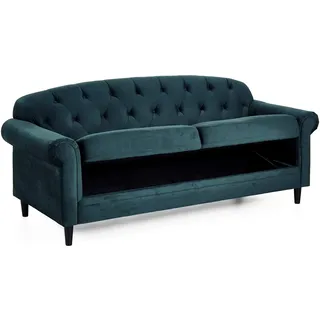 Atlantic Home Collection Sofa CARLA, mit Stauraumfunktion, Wellenunterfederung (NOSAG), Velourbezug in Samthaptik, Grün
