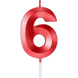 Happy Birthday - Geburtstagskerzen, Metallic-Rot, 6er Pack (5cm, 7cm, 10cm), Rauchfrei, Geruchlos, Bioabbaubar
