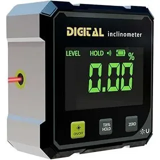 Digitaler Winkelsucher mit Elektronischem Laser - 4-seitige magnetische Winkellehre, Würfelneigungsmesser mit Hintergrundbeleuchtung, Hochpräzises Messwerkzeug für Holzbearbeitung, Tischsäge, Hängend
