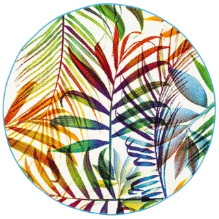 Pergamon Designer Teppich Faro Tropical Bunte Zweige Rund , Multicolor , Textil , 160x160 cm , Teppiche und Böden, Teppiche