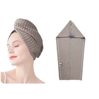 INF Schnelltrocknendes Haartuch - Super Saugfähiger Mikrofaser Haarturban Kaffee - Braun