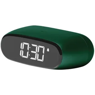 Lexon Minu Mini-Wecker, kompakt, mit VA-LCD-Display, Touchscreen-Bedienung, Snooze-Funktion und Hintergrundbeleuchtung, wiederaufladbarer Akku, Aluminium-Finish – Dunkelgrün