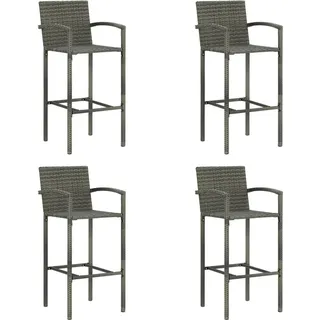 The Living Store Barhocker 4 Stk. Grau Poly Rattan - Grau