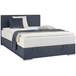 Carryhome Boxbett , Dunkelblau , Kunststoff , H3 , Höhe ca. 22 cm , 120x200 cm , Topper durchgehend, in verschiedenen Größen erhältlich, Matratze durchgehend , Schlafzimmer, Betten, Einzelbetten