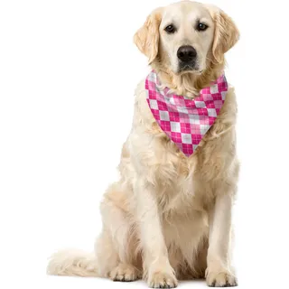 ABAKUHAUS Pink und Weiß Haustier Bandana, traditionelle Argyle, 55x55 cm, Rosa Blassrosa und Weiß - Weiß