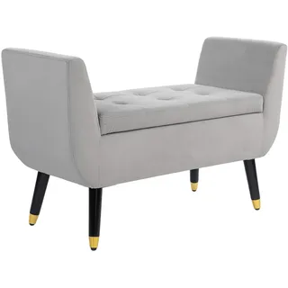 Homcom Sitzbank mit Stauraum Armlehnen Polsterbank mit Samtoptik, Sitztruhe mit Holzbeine, Truhenbank für Wohnzimmer Schlafzimmer Flur 107 x 42 x 65 cm, Esszimmer, Bänke, Sitzbänke