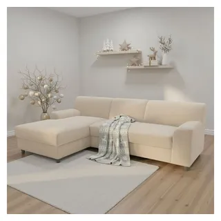 DOMO collection Ecksofa Turah 2, Cord oder Luxus-Microfaser, mit Federkern, mit Bettfunktion, B/T: 241/146 cm, inkl. Zierkissen, Schlafsofa, Unser Dauertiefpreis beige