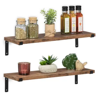 Relaxdays Wandregal Industrial 48 x 9,5 x 15,5 cm Braun/Schwarz