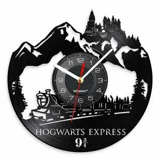 Viiluuxr Wanduhr Modern Vinyl Schallplatte Wanduhren Hogwarts Express Uhr Wand Ohne Tickgeräusche Wanduhr Kinder Lautlos Deko Wohnzimmer Küchenuhr Badezimmeruhr Schlafzimmer 12 Zoll Quarzuhr.