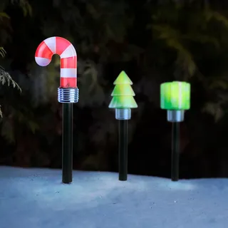 Solar-Weihnachtsbeleuchtung mit LED-Lichtern - Geschenk Weihnachtsbaum oder sauren Stock - kaltes weißes Licht - funktioniert auf Solarenergie - mit Boden Spieß - automatisch auf bei Dämmerung - für Garten und Einfahrt - 37 X 7 X 7 Cm - 3 Formen Random 1 Stück [59761]