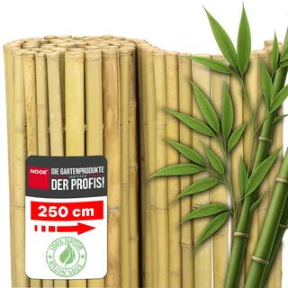 NOOR Bambusmatte Deluxe - Natürlicher Sichtschutz aus naturbelassenem Bambus für Balkon, Terrasse & Garten - Wetterfeste Sichtschutzmatte für den Zaun 150 x 250 cm - Bambusrohre mit ca. 40 mm ⌀