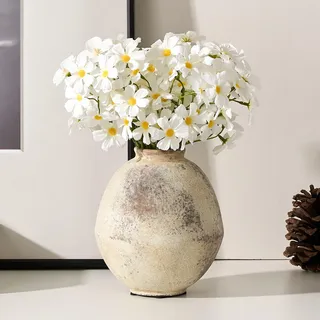 PORCER Rustikale Keramik-Blumenvase, 15,7 cm, niedlicher Boho-Stil für Heimdekoration, Bauernhaus-Terrakotta-Vase für Wohnzimmer, Tisch, Regal, Kamindekoration, Bauernhaus, Naturbraun