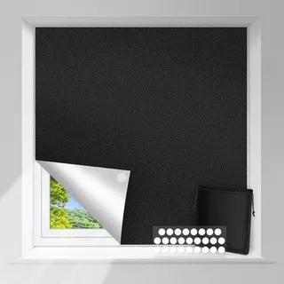 Schwarzes Verdeckungsrollo - 150 x 300 cm - Verdeckungsrollo mit Klebeband - Ohne Bohren - Rollo für Fenster - Verdeckend - Sonnenschutz - Dunkel machen - Gegen Sonnenlicht - Sonnenschutzrollo - Schwarz - Schwarz