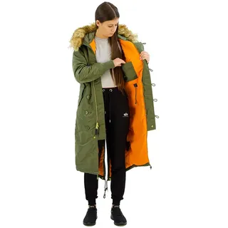 Alpha Industries Long Fishtail Jacke - Sage Green - XS