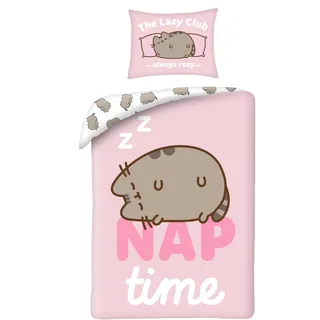 Pusheen Bettwäsche 140x200 + Kissenbezug 70x90 Nap Time Lazy Club Katze | Wendebettwäsche Einzelbett | Mikrofaser ultra weich | Stormy Pip | Geschenk Mädchen & Teenager | Maschinenwaschbar