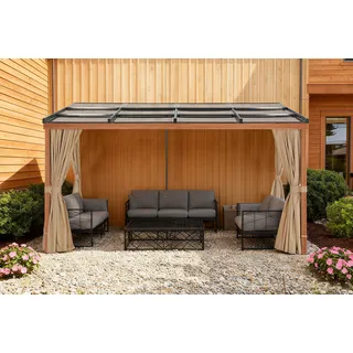 Anbaupavillon KONIFERA "Bilbao, Terrassenüberdachung", braun (braun, braun), B/H/T: 360cm x 240cm x 252cm, Pavillons, Anbaupavillon, verschiedene Maße, ohne Seitenteile