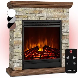 Klarstein Deko Kamin mit LED-Flammen, Elektro Kamin mit Heizung, 1800W Elektrischer Kamin, Sparsamer Kamin Elektrisch, Wandkamin mit Fernbedienung & Timer, Elektrische Kamine mit MDF-Gehäuse - Hellbraun