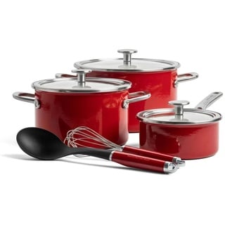 KitchenAid Steel Core Enamel 8-teilig - Rot