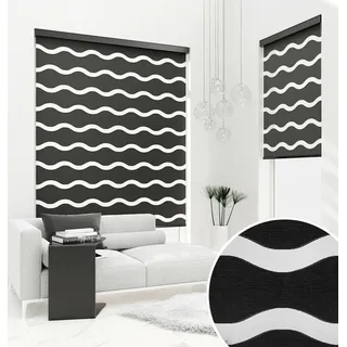 PREMIUM DOPPELROLLO WELLE SCHWARZ mit Alu Kassette (85x150 cm, Kassettenfarbe: schwarz) - Schwarz