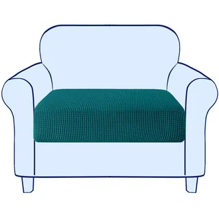 subrtex Sofa Sitzkissenbezug Stretch Sitzkissenschutz Elastischer Kissenbezüge Husse überzug Bezug für Sofa Sitzkissen (1 Sitzer, Petrol Blau)