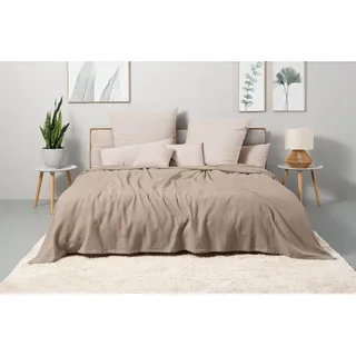 Tagesdecke OTTO HOME "Mira", taupe, B:150cm L:250cm, Obermaterial: 100% Baumwolle, Tagesdecken, Tagesdecke, leichte Tagesdecke aus 100% Baumwolle, uni Überwurf, ohne Füllung, Topseller