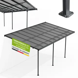 Juskys Terrassenüberdachung Borneo 5,5 x 3 m grau