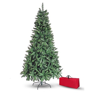 Brigros Künstlicher Weihnachtsbaum, 1278 Zweige, Taschen, realistisch, Haken, einfache Montage, PVC, Metallbasis, feuerhemmend (210 cm, Grün)