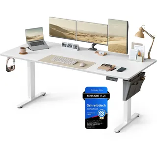 Songmics Schreibtisch Höhenverstellbar wolkenweiß