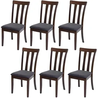 MCW Esszimmerstuhl 6er-Set Stoff Dunkelgrau/Braun
