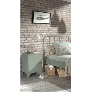 Vipack Nachtkonsole »Bronxx, mit 1 Tür mit Magnetverschluss, dahinter 2 geräumige Fächer« B/H/T ca. 40x60x40cm, moderner Industrial-Style, verschiedene Farben, recht oder links anstellbar, trendige Farben, grün