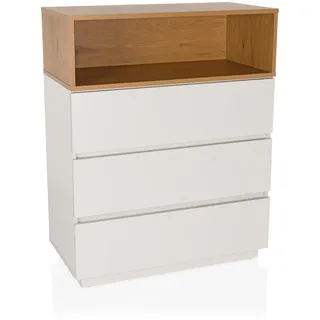 hjh living Highboard 80 x 100 x 40 cm Weiß/Eiche