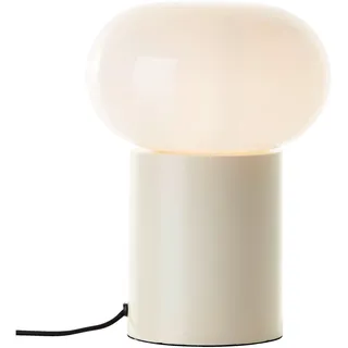 Lightbox Tischlampe mit weißem Glas & Kippschalter - in Beige - skandinavische Tischleuchte für das Schlafzimmer - 27 cm Höhe - E27, max. 25 W - aus Glas/Metall