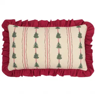 furn. Wylder Spruce Stripes Polyestergefülltes Kissen (Leinen - 30x50cm) | Festlich Weihnachtsbaum Gestreifter Baumwollslub Gerüschter Rand Dekoratives Kissen