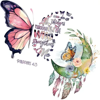 Arawat Schmetterlinge Wandtattoo Traumfänger Schmetterling Wandaufkleber Schlafzimmer Wohnzimmer Bad Küche Dekor Wanddekoration Kinderzimmer Wohnkultur Babyzimmer Wandtattoo Wandbilder für Tür Möbel