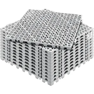 VEVOR Ineinandergreifende Fliesen 12 Stk. Bodenfliesen Drainage-Bodenfliesen, Bodenfliesen 30 x 30 cm Außenbereich Quadratische Bodenfliesen Terrasse PVC Bodenfliesen Badezimmer, Pool, Toilette, Grau