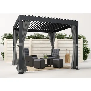 Pavillon KONIFERA "Palma", grau (grau, grau, dunkelgrau), B/H/T: 304cm x 244cm x 304cm, Pavillons, Pavillon, Pergola, mit Lamellendach, Topseller