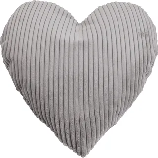 Dekokissen MAGMA HEIMTEX "SHARA Herzkissen", grau, cord herz gestreift, B:0cm H:8cm L:43cm, Faserbällchen (Polyester), Polyester, Dekokissen_Sitzkissen_Kissenhüllen, Dekokissen, Kuscheliges Herzkissen mit Cord-Charme